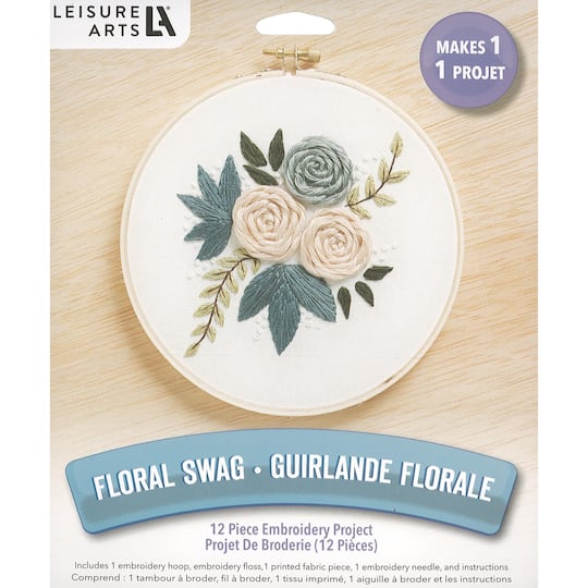 Leisure Arts&#xAE; 6&#x22; Flower Swag Embroidery Kit